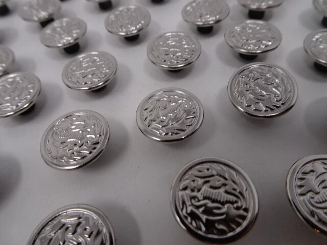 Vintage Silver Royal Insignia Round Jean Stud Buttons 16mm Lot of 80 AA90 - Image 3 of 4