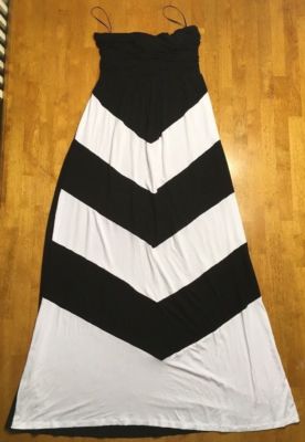 Design History Women's White & Black Striped Sleeveless Maxi Dress | eBay