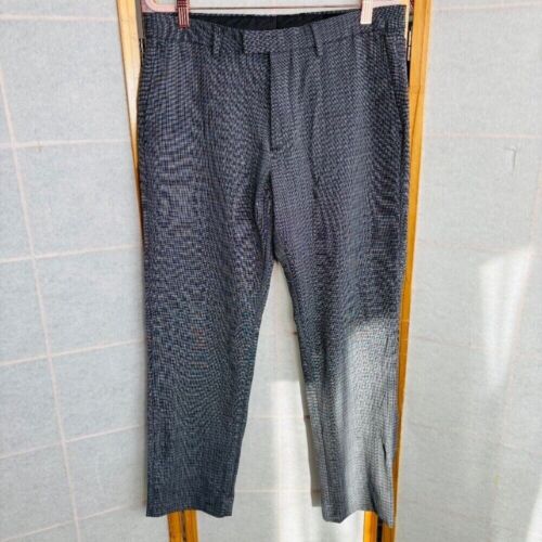 Banana Republic Slim Performance Wear Charcoal Plaid Pants Mens 32x30 Slacks