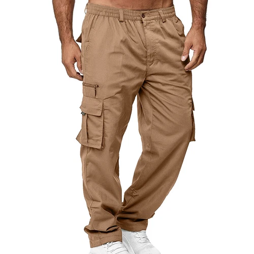 Mens Lightweight with Pockets Bottoms Men Leisure Elastic Waist Cargo Pants - Picture 15 of 47