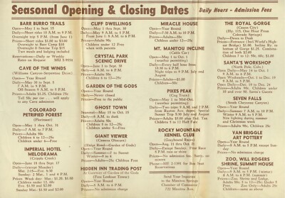 1950s Pike's Peak Colorado Seasonal Opening & Closing Dates - Greyhound Racing