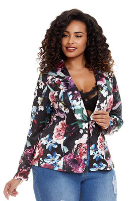 plus size floral blazer