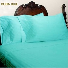 King Robin Blue Stripe 4 Pc Bed Sheet Set 1000 Thread Count 100 Egyptian Cotton