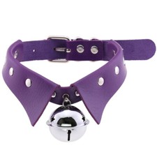 Punk Choker Collar Necklace with Bell PU Leather for Women Girls 16 Colors