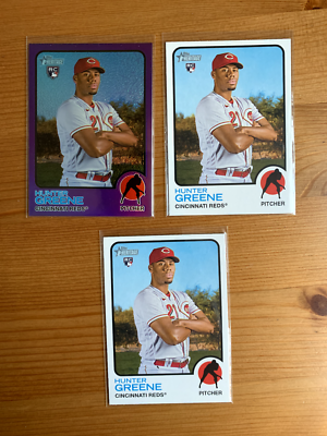 2022 Topps Heritage LOT x3 HUNTER GREENE RC Rookie & Bowman Purple