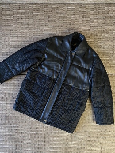 Fendi Monogram Nylon Genuine Leather 