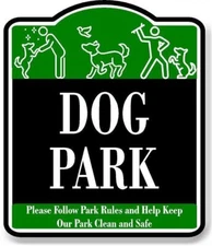 Dog Park Please Follow Rules BLACK Aluminum Composite Sign