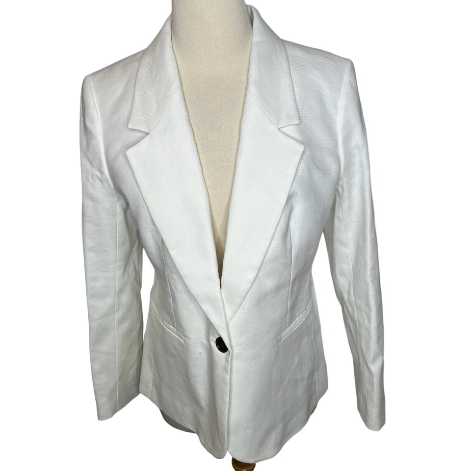 J.Crew $198 Parke Blazer Stretch Linen Blend White Size 4 BF427 - Image 2 of 4