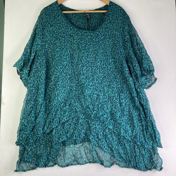 TS Taking Shape Womens Green Animal Print Layered Top Size 18 RRP $129