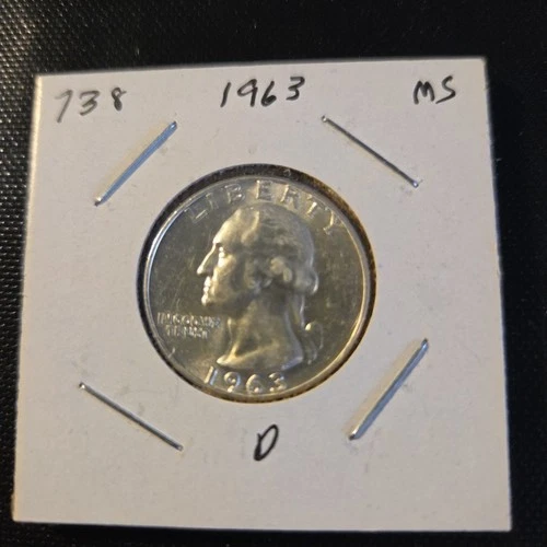 1963-D Washington Silver Quarter In Brilliant Uncirculated Condition