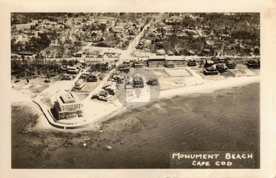 Monument Beach MA Massachusetts Aerial View 1950 RPPC Photo Postcard COPY