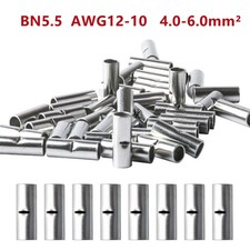 150pcs Non-insulated Copper 12-10AWG Wire Butt Connectors Splice Terminals US