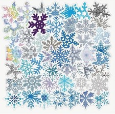 50 PACK SNOW SNOWFLAKES Festive Scenes 2  Vinyl Waterproof Sticker Lot
