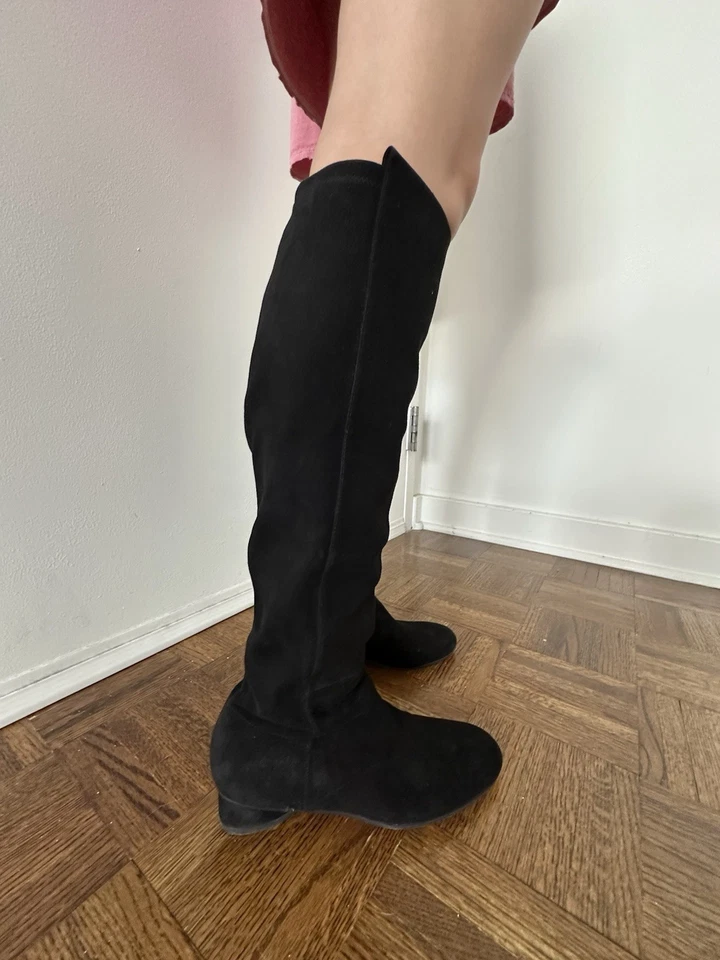 Stuart Weitzman Black Suede Knee High Boots, Size 7.5 - Image 4 of 4