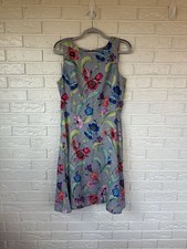 Ann Taylor Womens Dress Size 6T Gray Floral A Line Sleeveless Round Neck