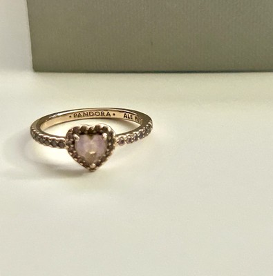 Pandora Rose Gold Plated Pink Elevated Heart Ring 188421C04-54 - Ring Size 7