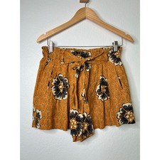 Anthropologie Kennedy Short Linen Floral Paperbag Size XS