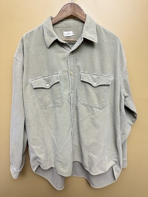 VINTAGE J Crew Shirt Men s XL Oarsman Corduroy Cotton Casual Faded Tan Green 90s