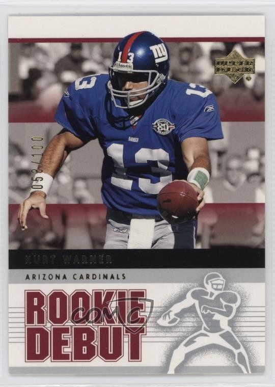 2005 Upper Deck Rookie Debut Gold 100 /100 Kurt Warner #2 HOF 14md
