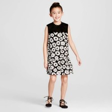 Victoria Beckham Girls Daisy Print Dress Black Sz M