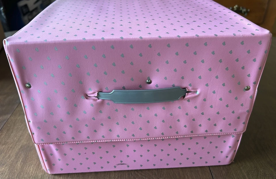 Vintage 1985 Mattel BARBIE Pink Double FASHION DOLL CASE Carrying Trunk w Latch - Image 4 of 4