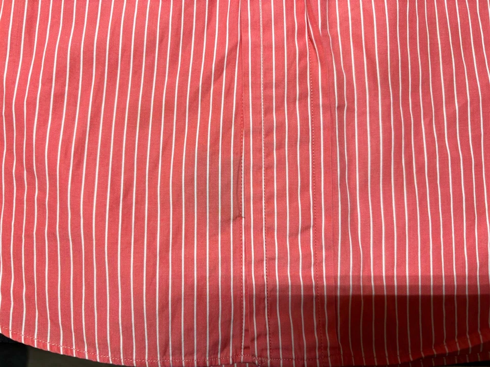 Camisa Faconnable Para Hombres Botón Frontal Manga Corta Algodón Rojo Rayas Grande L Foto 3 de 4