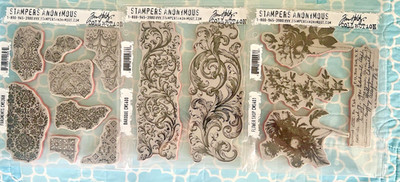 Tim Holtz Stamp Collection - 3 Sets Fragments, Baroque & Flower Shop - Brand New