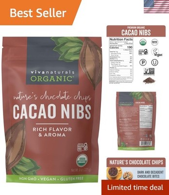 8 oz Organic Cacao Nibs | Delicious Unsweetened Chocolate Chip Substitute