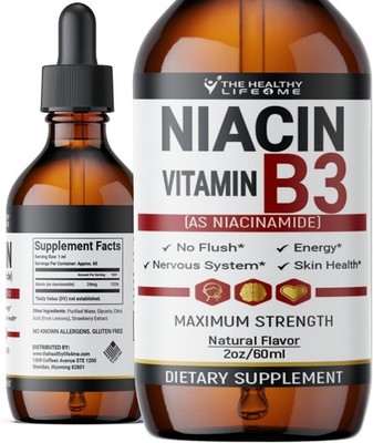 The Healthy Life 4 ME Vitamin B3 Niacinamide Liquid 20mg Serving 60 Days Supply