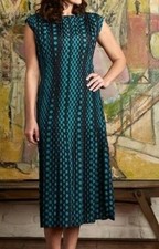 J.Peterman Sz 18 Black Green Polka-Dot All Pleated Sheath Dress Gorgeous