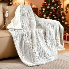 Electric Heated Throw Blanket 50" x 60" Reversible Faux Fur  Sherpa 6 Heating