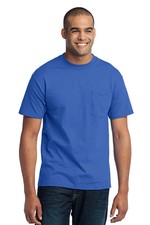Port  Company PC55P XXL Men's 50/50 Cotton/Poly w/ Pocket T-Shirt Blue