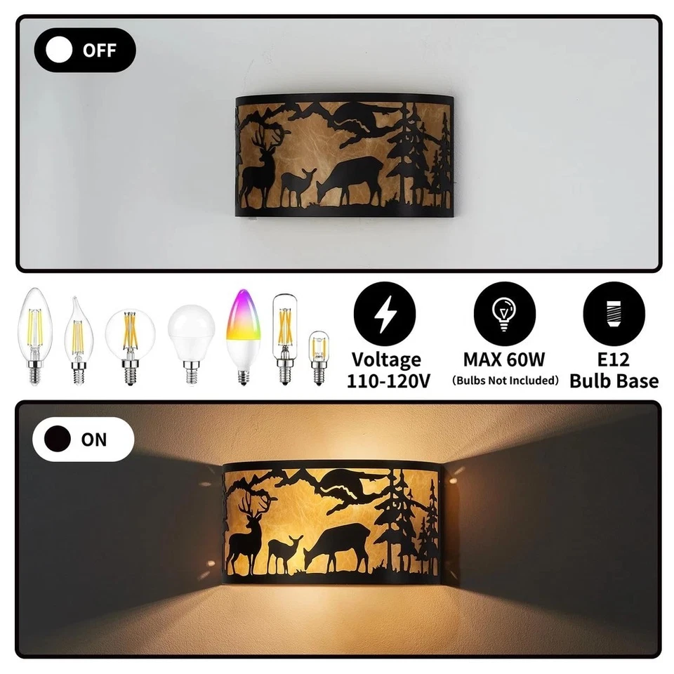 Apliques de pared industriales rústicos con base E12 para dormitorio... Foto 3 de 4