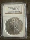 2011-W, NGC MS69 BURNISHED,  AMERICAN SILVER EAGLE 25TH ANNIVERSARY