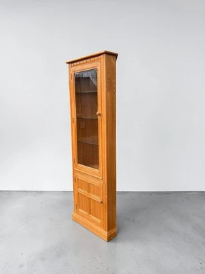 Genuine Ercol Corner Cabinet with Glass Shelves and Cupboard FREE UK Delivery - Image 1 of 4