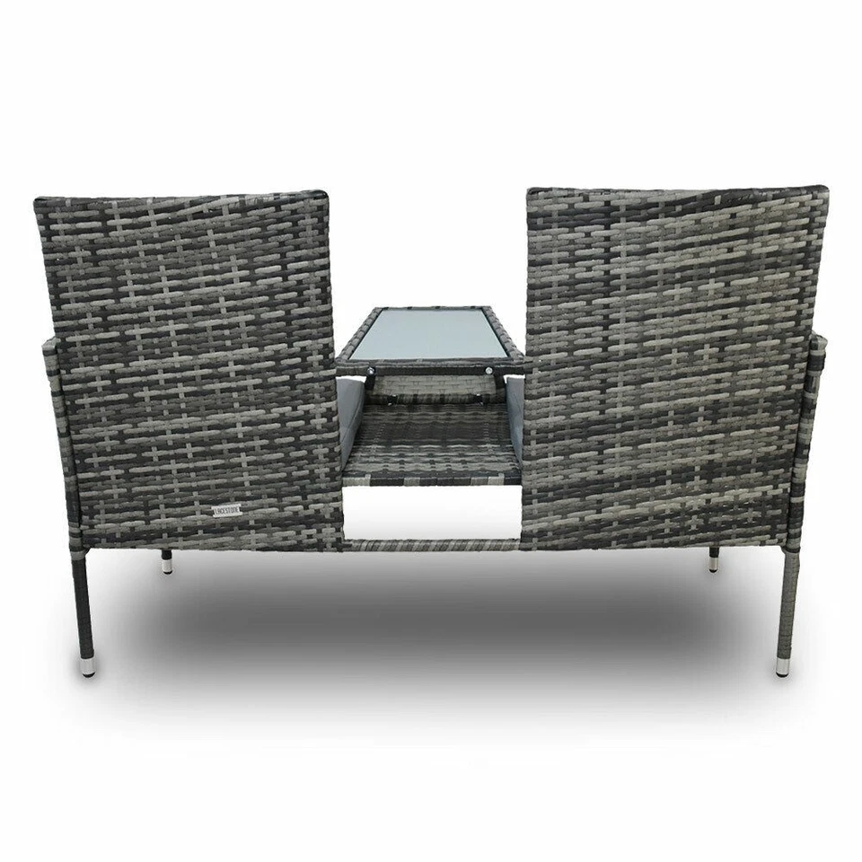 Zweisitzer Sitzbank Gartenbank Rattan für Garten Terrasse Lounge LACESTONE - Bild 4 von 4