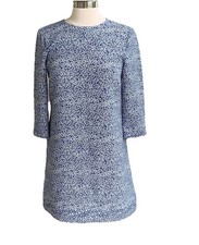 Ted Baker Womens 6 (Ted 2) Jiggle Blue Fish Print Dress 3/4 Sleeve Quiet Luxury