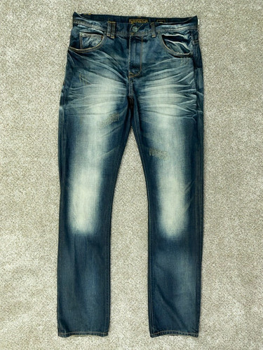 VINTAGE Akoo Jeans Mens 32 True 33x34 Blue Distressed Denim Y2K