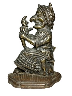 ✨RARE Original 1880s BRASS Door Stop Punch & Judy Gnome Elf Cat Antique Heavy✨