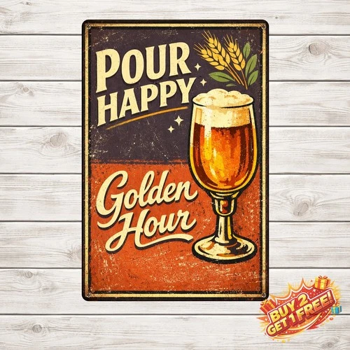 It's Beer O'Clock Funny Retro Aluminum Sign 8x12 Size Vintage Wall Decor