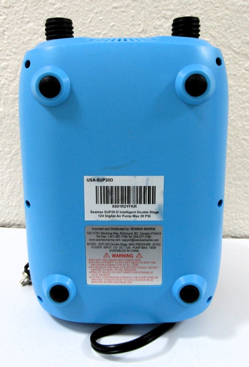 Pompe électrique Seamax SUP20D 20PSI Double étage – Gonflage Intelligent SUP/bateau, Capteur Température, Protection Voltage, Version Modernisée