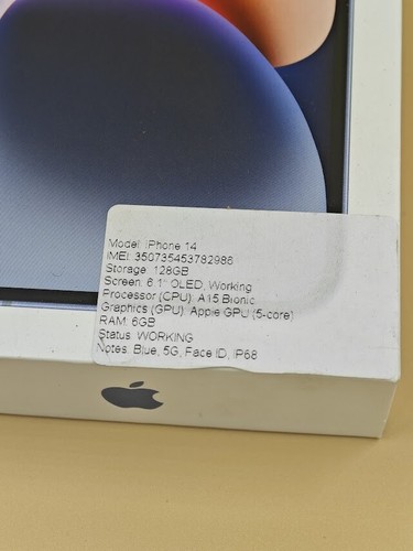 iPhone 14 128GB Blue - Good Condition, Original Box, Incomplete - Afbeelding 3 van 12