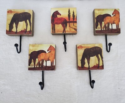  Wall Hooks Horse Motif 5 Qty 3 Designs Home Barn Ranch Decor Unique
