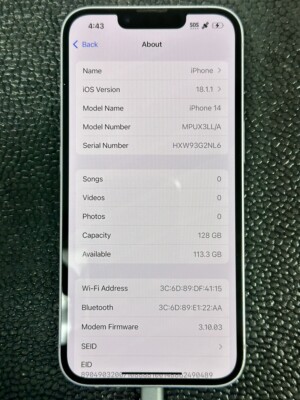 Apple iPhone 14 - 128GB - Purple - T-Moible - MPUX3LL/A (PD3039440