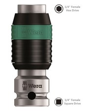 WERA Zyklop 1/4" Square Drive to 1/4" Hex Screwdriver Bit Adaptor Chuck, 003529