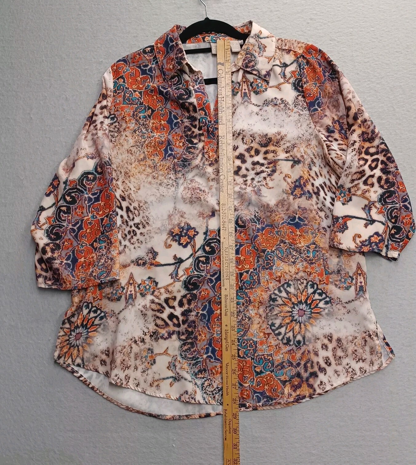 Chicos Size 2 Medium Fall Multicolor Pullover 3/4… - image 3