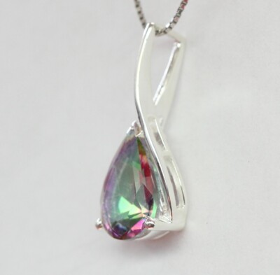 Edler 3,7 Carat Mystik Topas Anhänger 925 Silber Collier Kette Top Mystic Topas