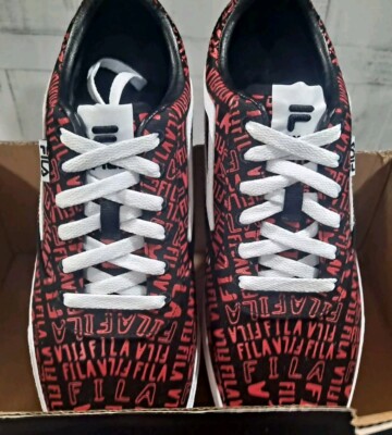 Fila Boarder FX1 Print Reveal Skate Shoe Mens Sz 10 Allover logo Red Black  White