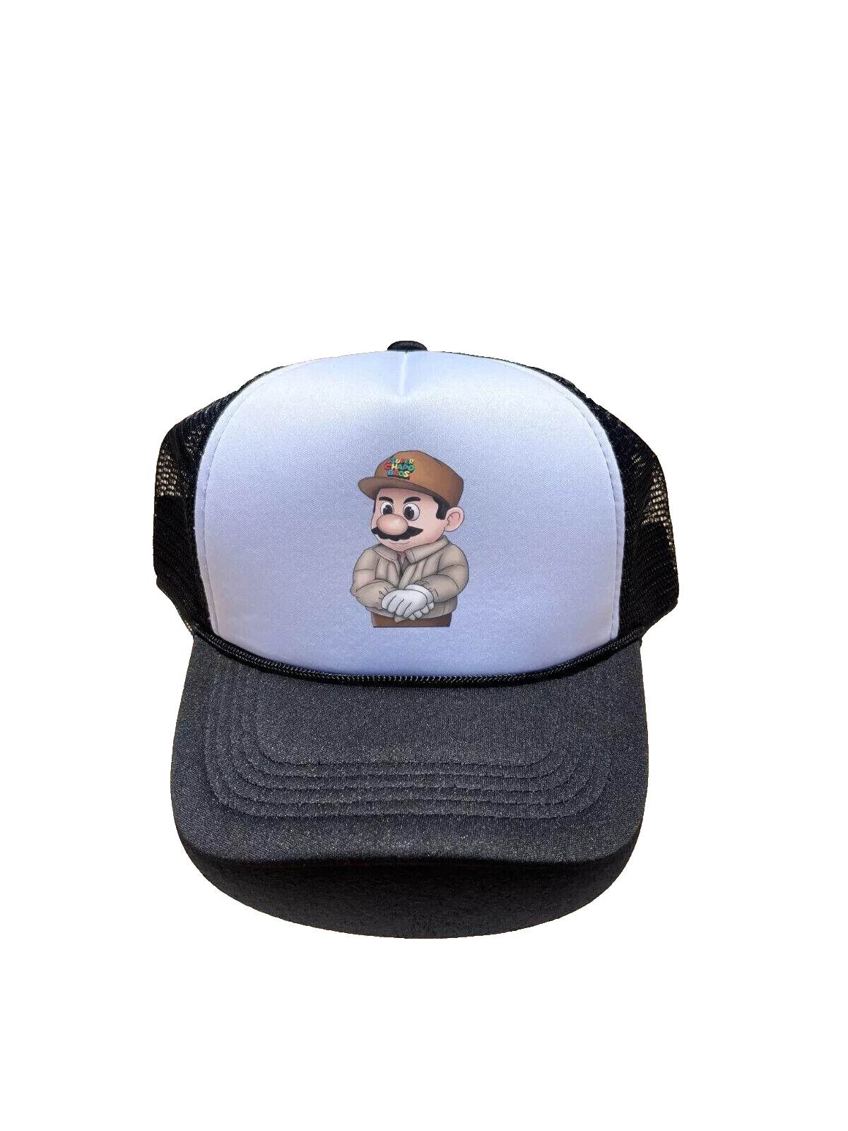 Trucker Hat Mario Bros El Chapo Black & White Adjustable One Size ...