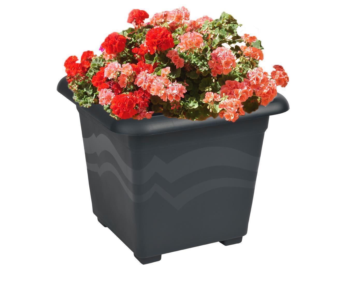 Erhard-Trading Blumentopf Quattro Eckig | Braun, Kunststoff, Mit Abflusslöchern, Für Innen & Außen